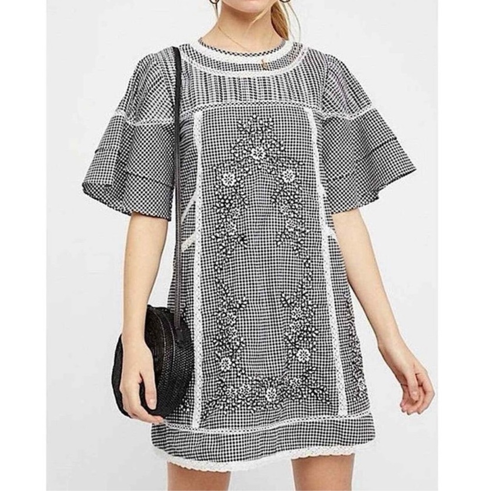 Free People Black and White Gingham Dress